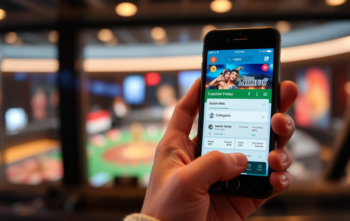 Person med mobiltelefon som viser Vipps-betaling på et nettcasino